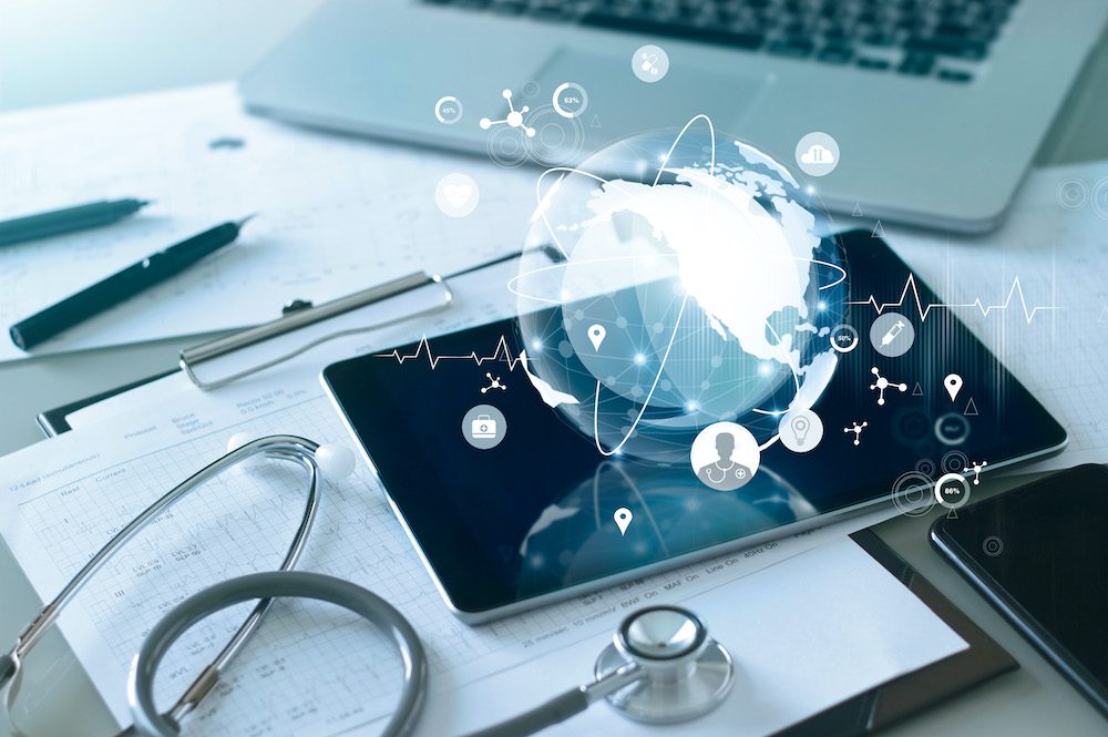 Medical global networking and healthcare global network connection on tablet. Image: